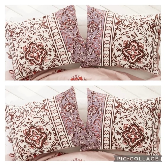 MAGICAL THINKING URBAN OUTFITTERS Boho Stripe Pillow Shams Tie Close SET OF 2 - Picture 1 of 8